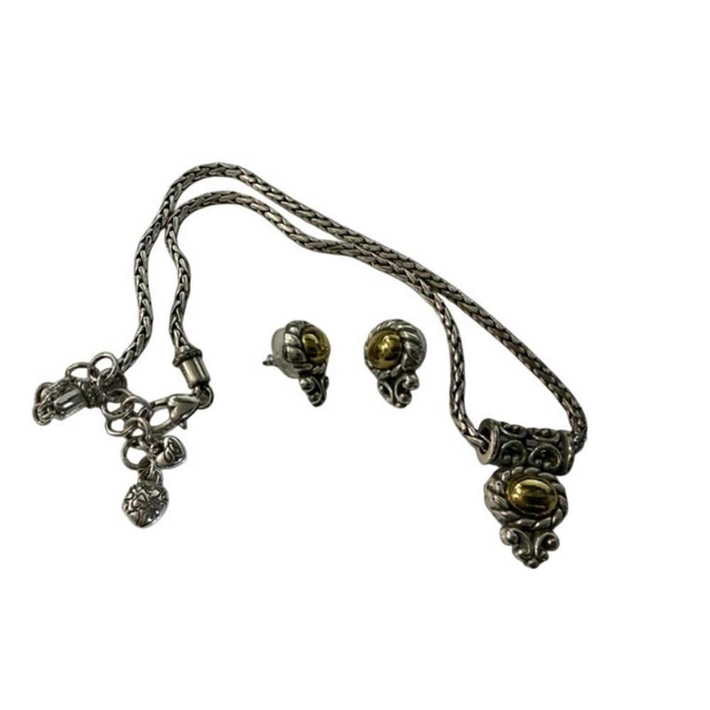 Brighton Moonglow Reversible Gold and Faux Pearl Pendant Necklace & Earrings Set